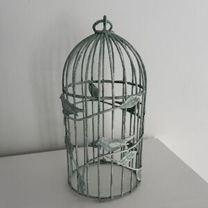 Vintage Inspired Chippy Green Bird Cage